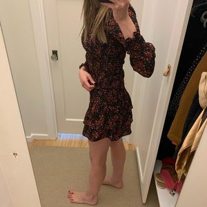 Very flattering ruched dress, black red and white